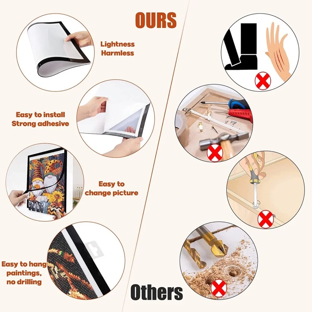 Magnetic Diamond Painting Canvas Frames 12X16in with 6PCS Transparent Hook 2Pack - Picture 5 of 8